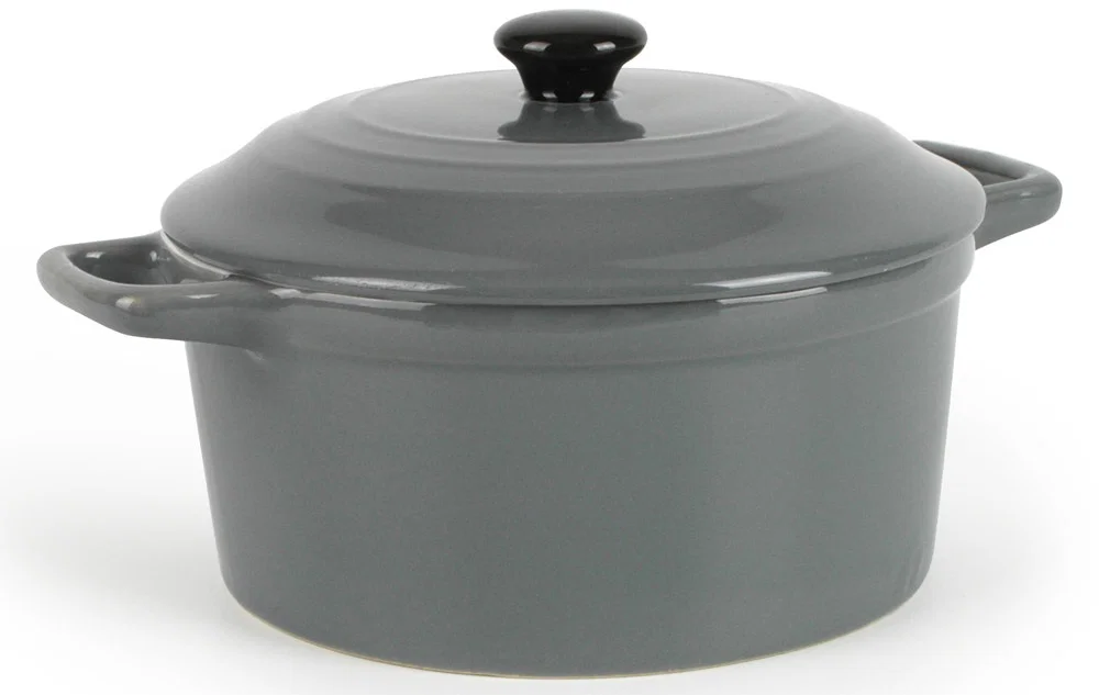 ovenschotel rond met deksel grijs 10 x h