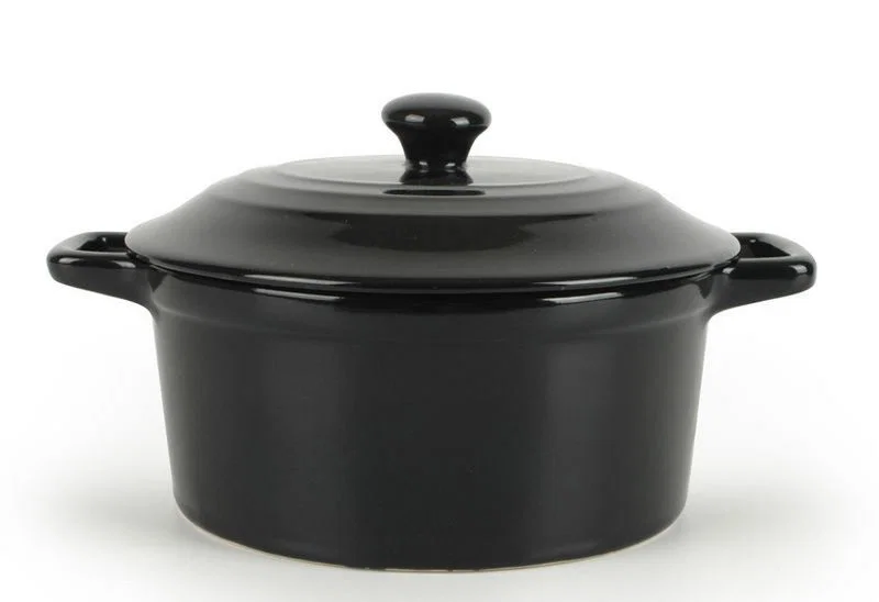 ovenschotel rond met deksel zwart 10 x H5 cm