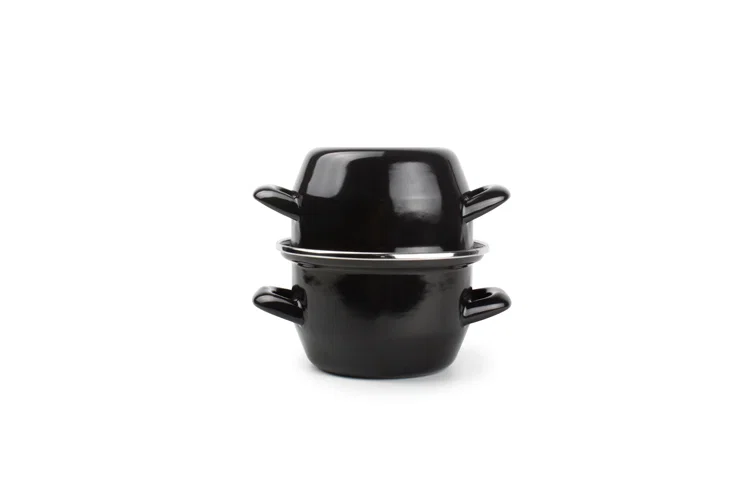 mosselpot geëmailleerd met schelpdeksel dia 120mm (binnen)