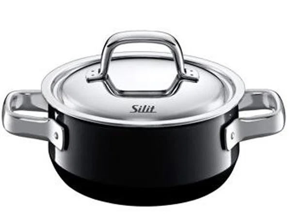 silit piano black lage kookpot met deksel 16 cm