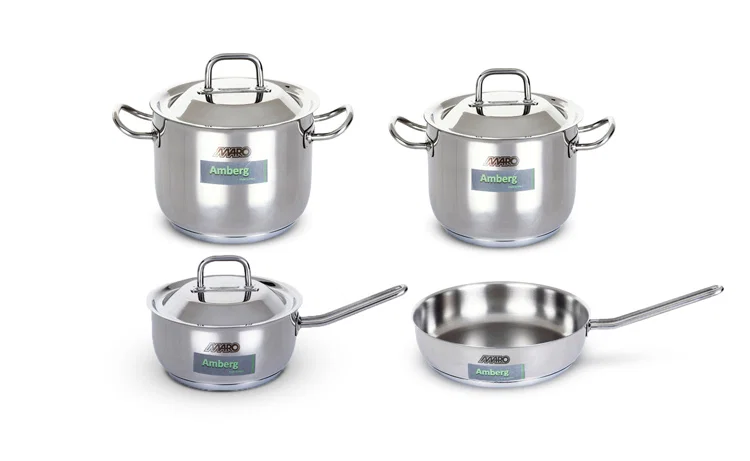 Amberg startset 4 st., kookpot 18 cm, kookpot 20 cm, steelpan 16 cm, pan 24 cm