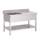 RVS spoeltafel 1 spoelbak links 120x70x85cm Dermbach 1