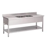 RVS spoeltafel 2 spoelbakken midden 200x70x85cm Dermbach 1