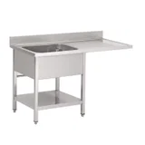 RVS spoeltafel met ruimte voor vaatwasser 120x70x85cm Dermbach 1