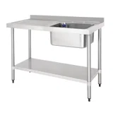 RVS spoeltafel enkele spoelbak afdruiprek links 120x60cm Lemgo 1
