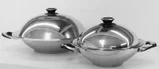 mc-wokpan 40 cm met deksel, halve maanrooster en handgrepen/ bodem 22 cm/ h10 cm 1